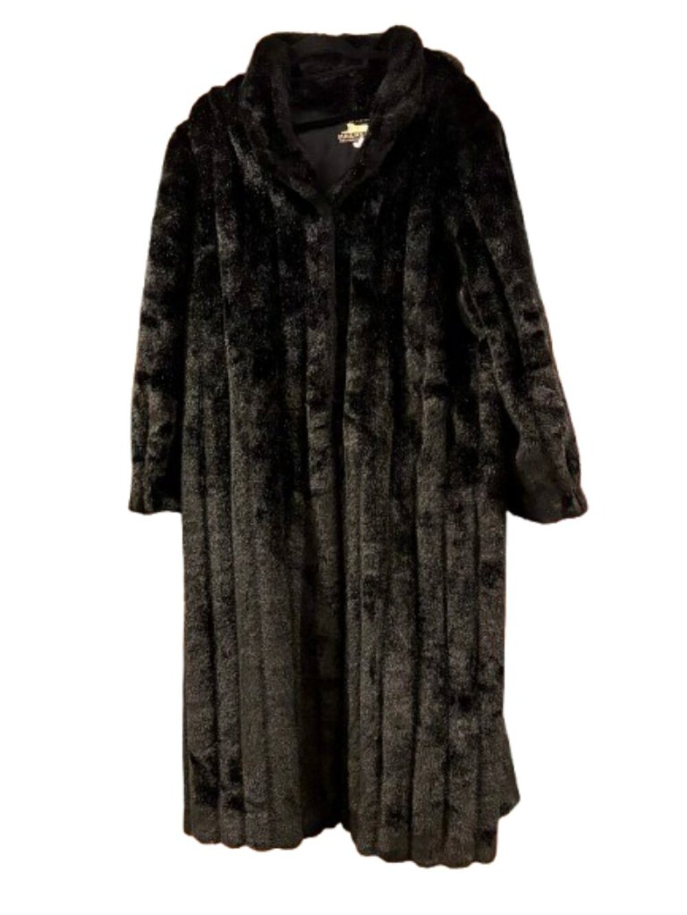 DONNA SALYERS FABULOUS FURS~Full Length Black Mink Faux Fur  Coat~LIKE NEW